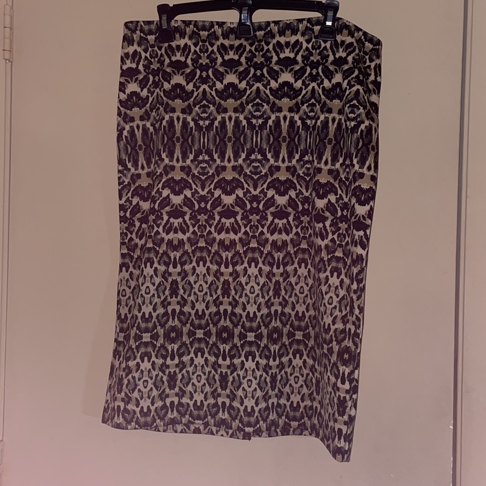 Print stretch pencil skirt with zipper